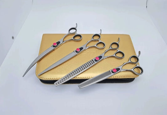Professional Dog Grooming Scissors Set Straight, Thinning, Curved and Chunkers