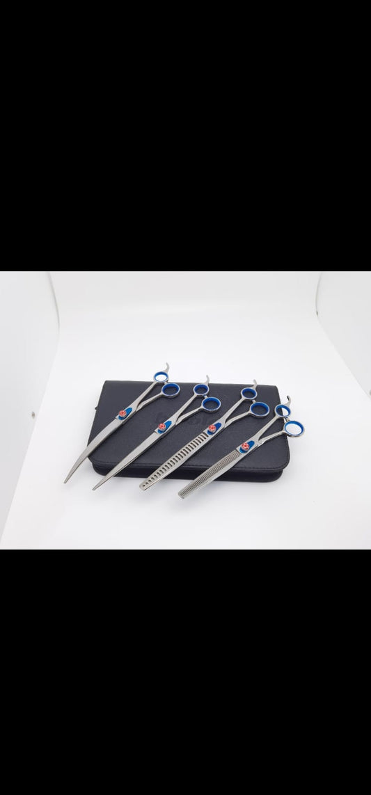Professional Dog Grooming Scissors Set – Straight, Curved & Chunker, 8.5″