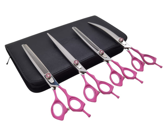 Professional Dog Grooming Scissors Set – Straight, Curved & Chunker, 8.5″
