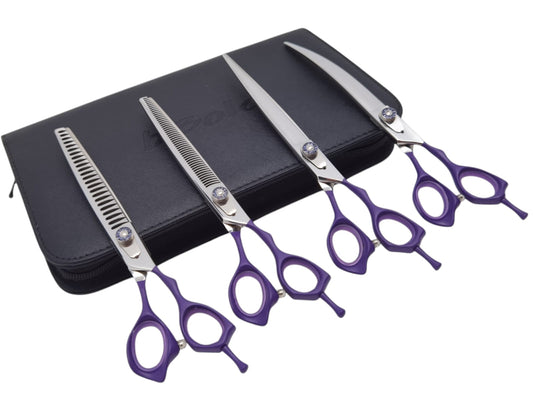 Professional Dog Grooming Scissors Set – Straight, Curved & Chunker, 8.5″