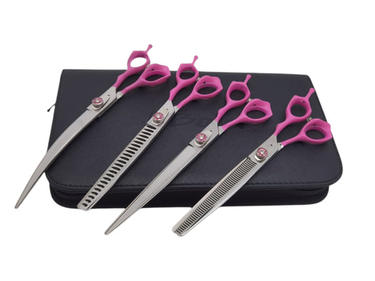 Professional Dog Grooming Scissors Set – Straight, Curved & Chunker, 8.5″