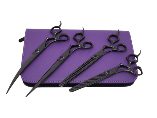 Professional Dog Grooming Scissors Set – Straight, Curved & Chunker, 8.5″
