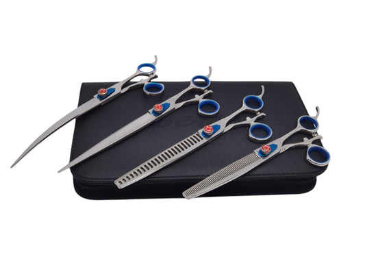 Professional Dog Grooming Scissors Set – Straight, Curved & Chunker, 8.5″