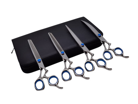 Professional Dog Grooming Scissors Set – Straight, Curved & Chunker, 8.5″