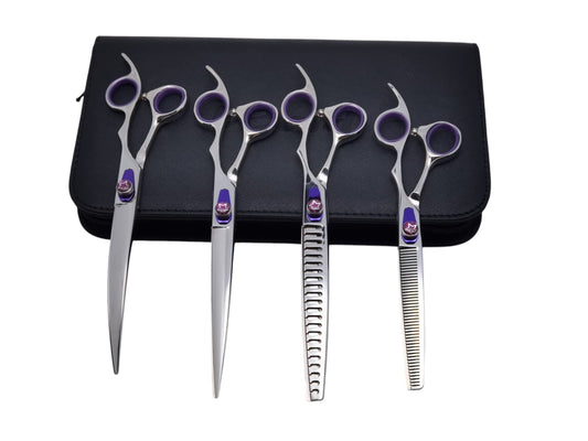Professional Dog Grooming Scissors Set – Straight, Curved & Chunker, 8.5″