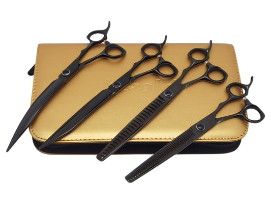 Professional Dog Grooming Scissors Set – Straight, Curved & Chunker, 8.5″