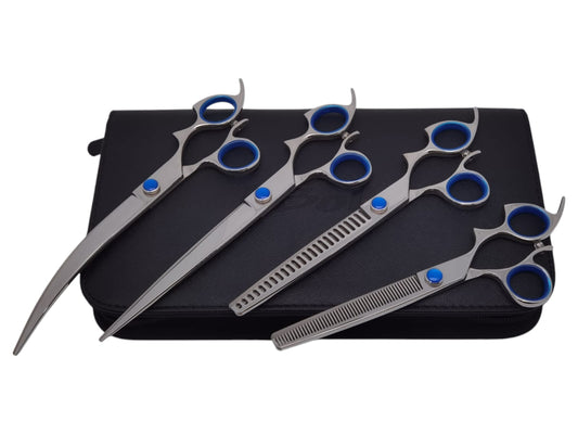 Professional Dog Grooming Scissors Set – Straight, Curved & Chunker, 8.5″
