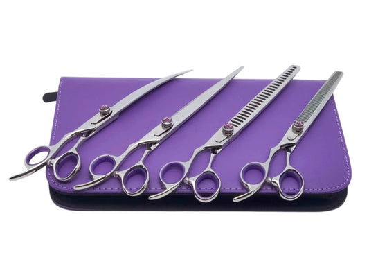 Professional Dog Grooming LEFT-Handed Scissors Set – Straight, Curved & Chunker