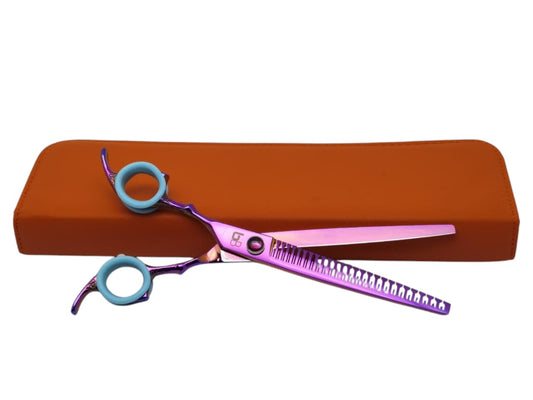 Professional Dog Grooming Scissors – Straight, 7.5″ LEFT Eraser | 23 Teeth | 80% Thinning