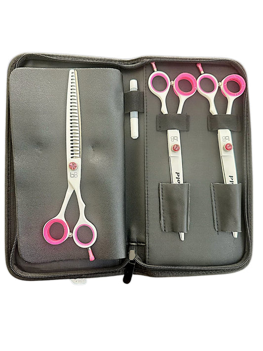 Professional Dog Grooming Scissors Set – Straight, Curved & Chunker