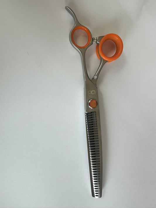 Professional Dog Grooming Scissors – Eraser Curved, 7.0″ | 23 Teeth | 80% Thinning