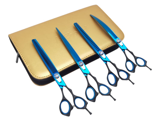 Professional Dog Grooming Scissors Set – Straight, Curved & Chunker, 8.5″