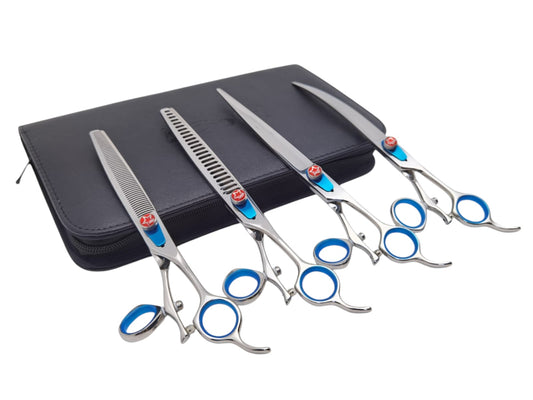 Professional Dog Grooming Scissors Set – Straight, Curved & Chunker, 8.5″