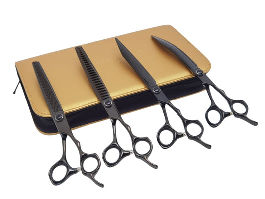Professional Dog Grooming Scissors Set – Straight, Curved & Chunker, 8.5″