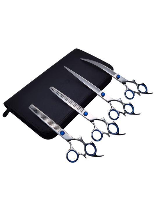 Professional Dog Grooming Scissors Set – Straight, Curved & Chunker, 8.5″
