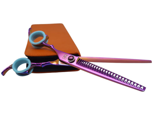 Professional Dog Grooming Scissors – Straight, 7.5″ LEFT Eraser | 23 Teeth | 80% Thinning