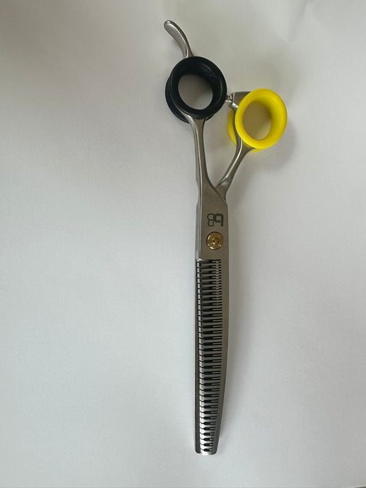 Professional Dog Grooming Scissors – Eraser Curved, 7.0″ | 23 Teeth | 80% Thinning