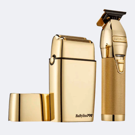 BabylissPro Gold Trimmer & Double-Foil Shaver Gift Set FXDUOFS2TG