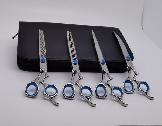 Professional Dog Grooming Scissors Set – Straight, Curved & Chunker, 8.5″