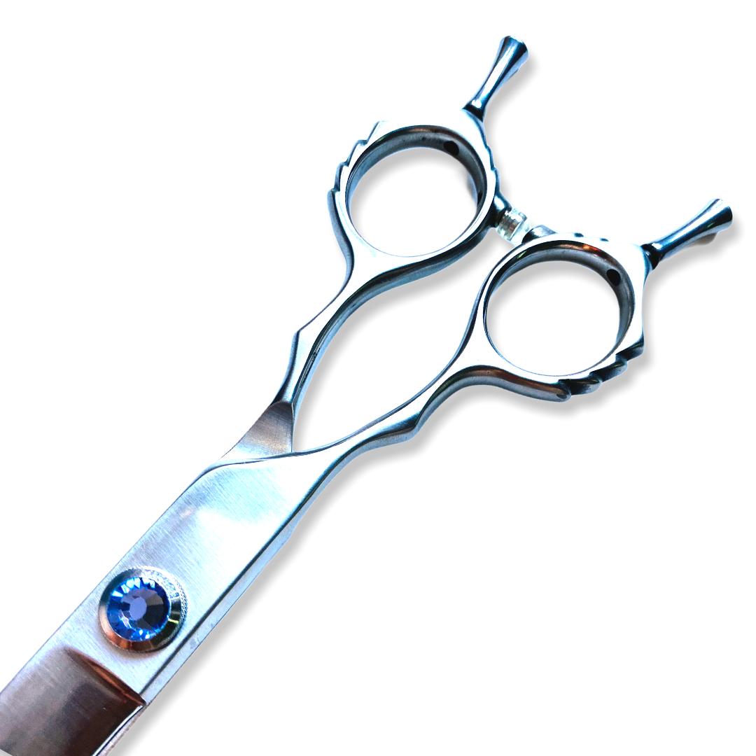 Professional Left-Handed Dog Grooming Scissors – Curved, 440C Japanese Steel