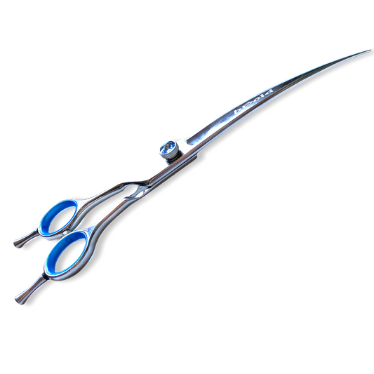 Professional Left-Handed Dog Grooming Scissors – Curved, 440C Japanese Steel
