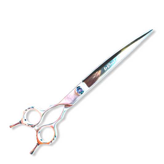 Professional Left-Handed Dog Grooming Scissors – Curved, 440C Japanese Steel
