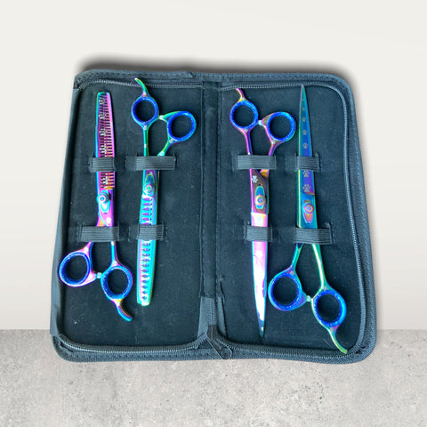 7.5 and 8.5  inches PrDog Grooming Scissors Set Straight, thinning, Curved and Chunkers