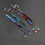 7.5 inches and 8.5 inches  Professional Dog Grooming Scissors Set Straight, thinning, Curved and Chunkers