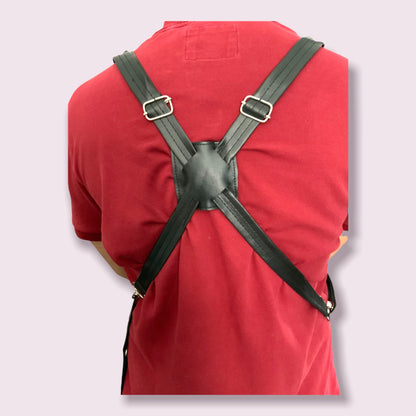 PU Leather Apron IKAS - With Pockets and Crossback Straps -23"WX33"L-Adjustable for Men and Women - Pro Chef, Barista, Barber, Woodworker, Shop, Bartender, Maker