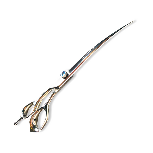 Professional Left-Handed Dog Grooming Scissors – Curved, 440C Japanese Steel