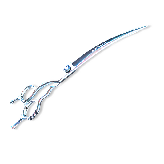 Professional Left-Handed Dog Grooming Scissors – Curved, 440C Japanese Steel